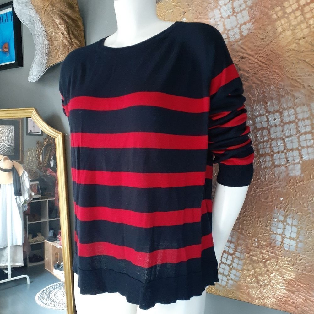 Zara Red and Navy Striped Sweater